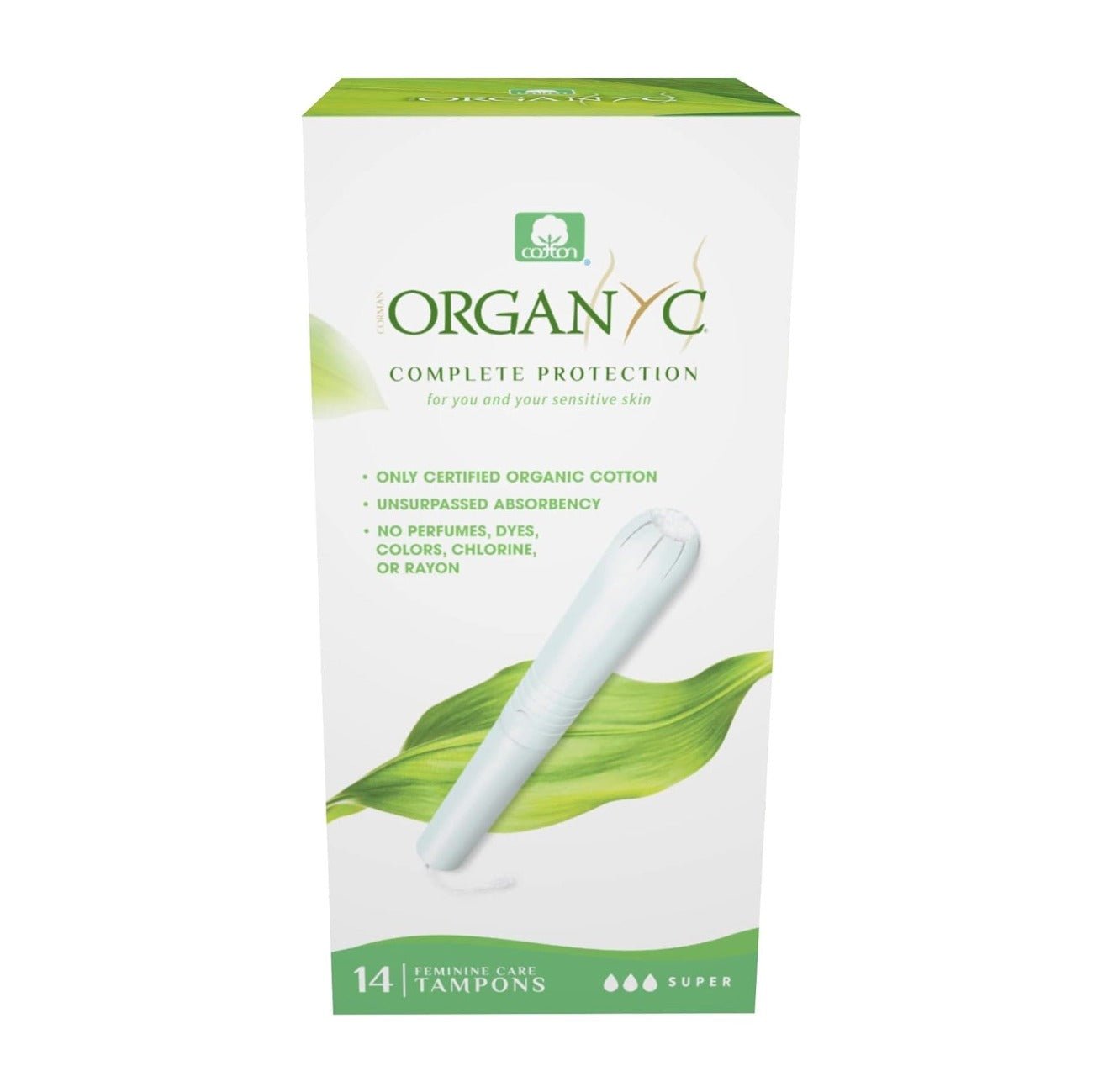 Cotton Tampons with Applicator - Super - 14 per pack - Eco Natural Products - Organyc - Feminine Sanitary Supplies