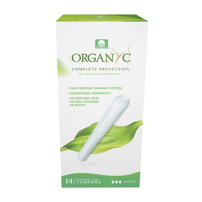 Cotton Tampons with Applicator - Super - 14 per pack - Organyc - Feminine Sanitary Supplies - Eco Natural Products