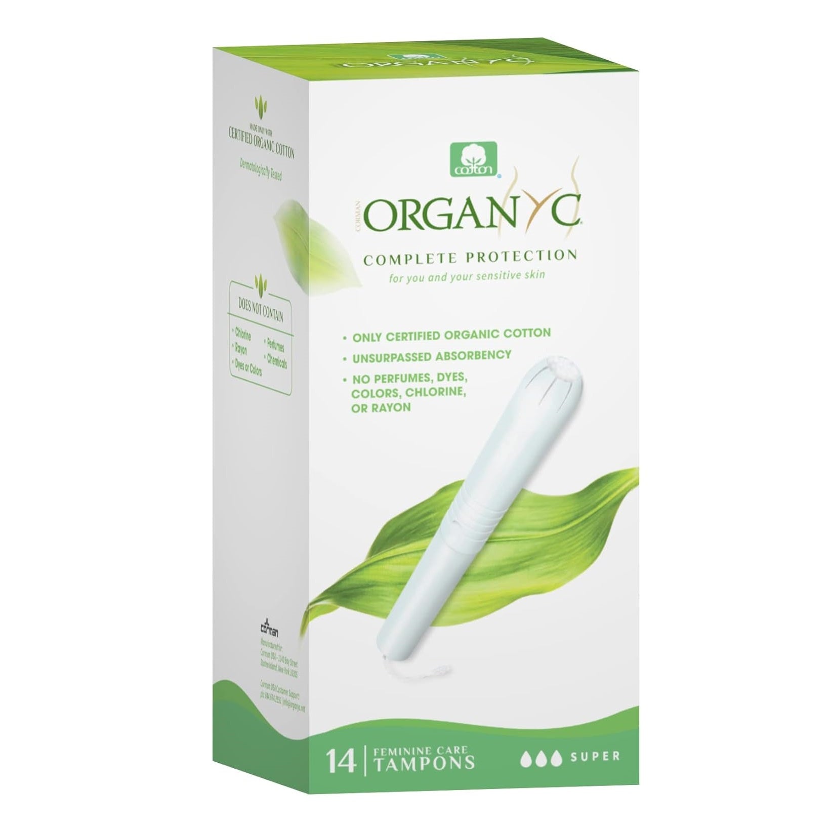 Cotton Tampons with Applicator - Super - 14 per pack - Organyc - Feminine Sanitary Supplies - Eco Natural Products