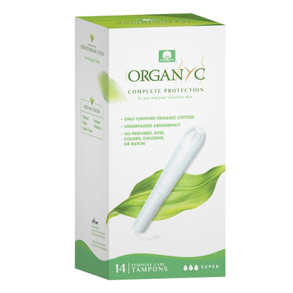 Cotton Tampons with Applicator - Super - 14 per pack - Organyc - Feminine Sanitary Supplies - Eco Natural Products
