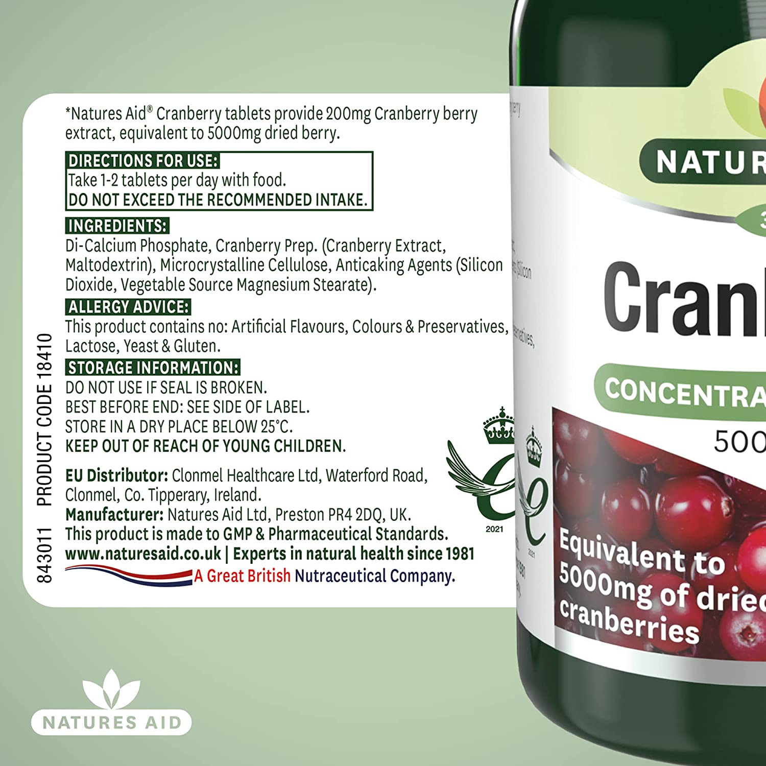 Cranberry 5000mg 30 Tablets - Natures Aid - Vitamins & Supplements - Eco Natural Products