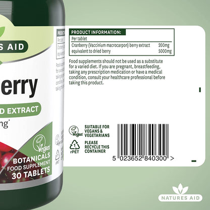 Cranberry 5000mg 30 Tablets - Natures Aid - Vitamins & Supplements - Eco Natural Products