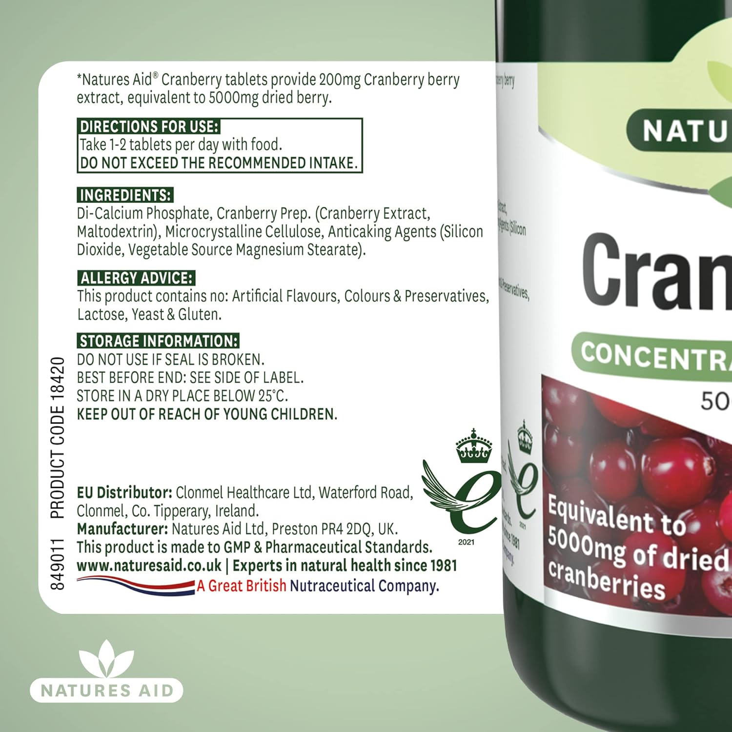 Cranberry 5000mg 90 Tablets - Natures Aid - Vitamins & Supplements - Eco Natural Products