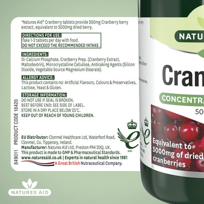 Cranberry 5000mg 90 Tablets - Natures Aid - Vitamins & Supplements - Eco Natural Products