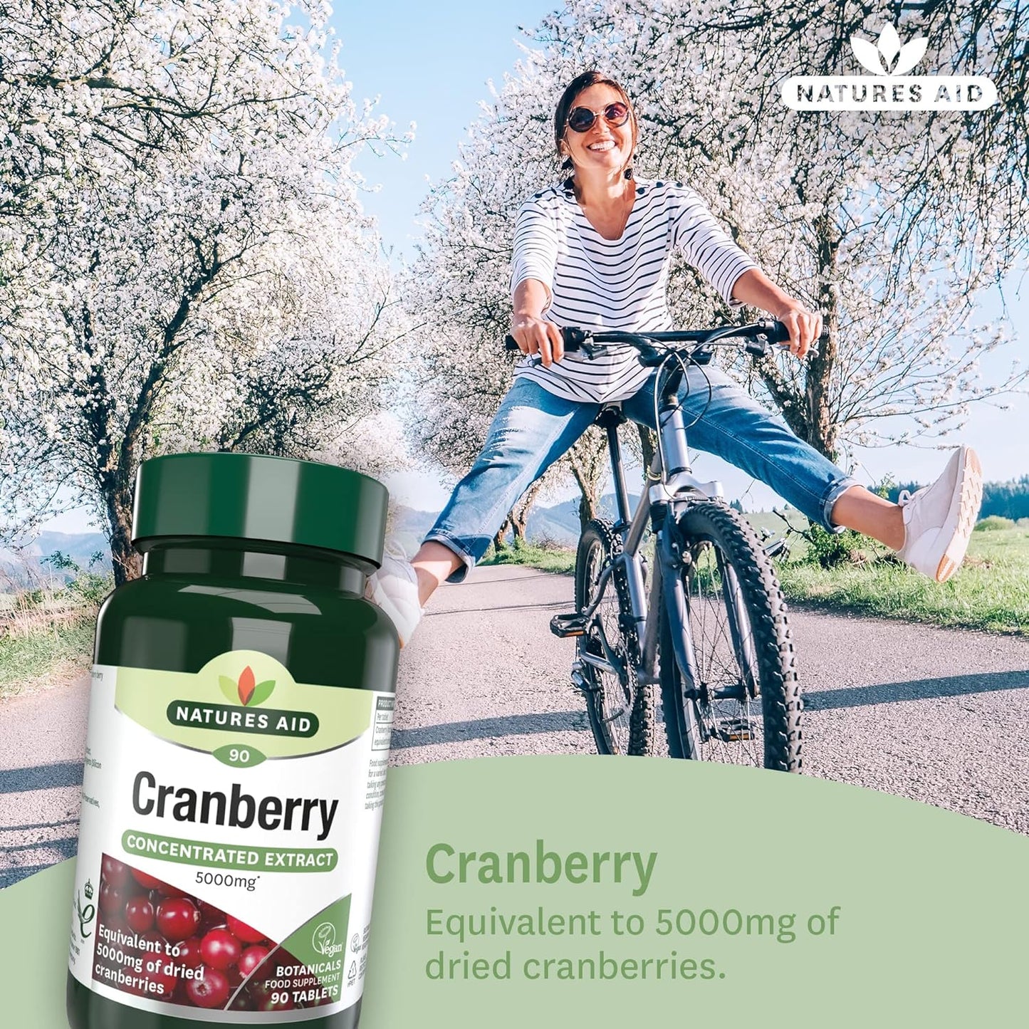 Cranberry 5000mg 90 Tablets - Natures Aid - Vitamins & Supplements - Eco Natural Products