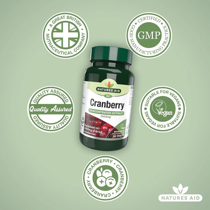 Cranberry 5000mg 90 Tablets - Natures Aid - Vitamins & Supplements - Eco Natural Products