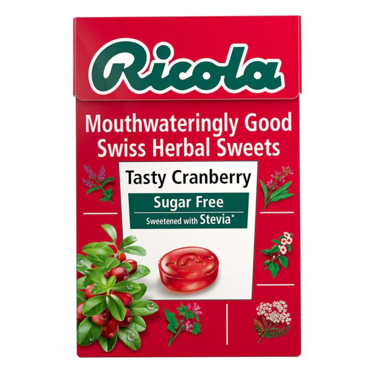 Cranberry Sugar Free with Stevia Swiss Herbal Sweets 45g - Eco Natural Products - Ricola - Herbal sweets