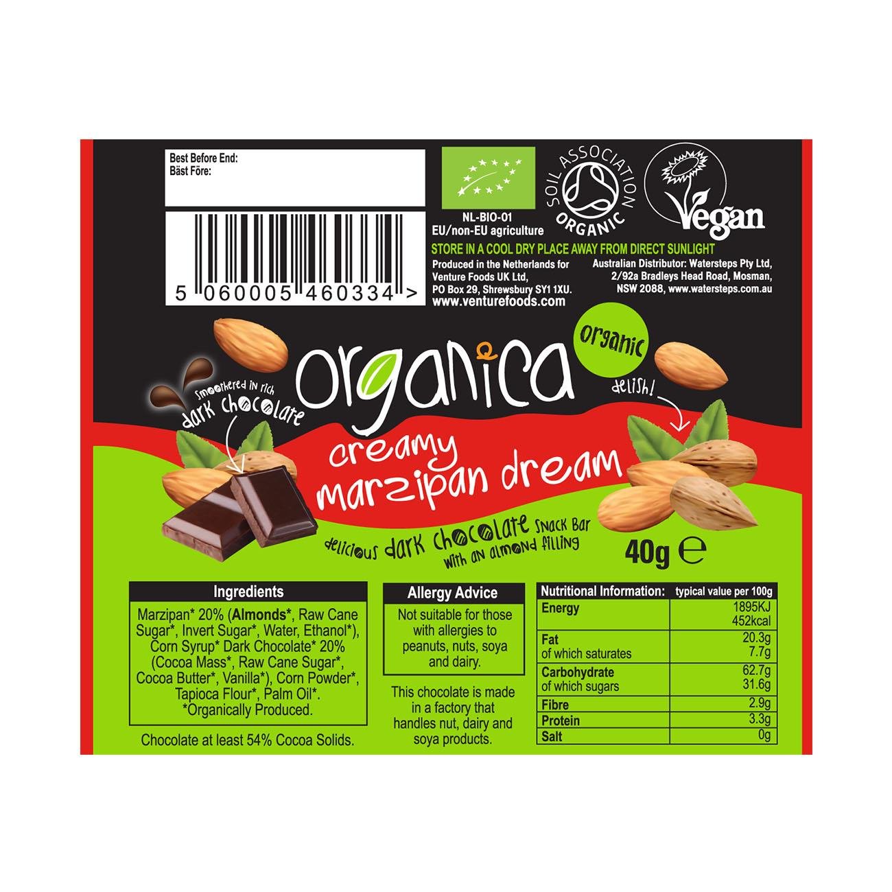 Creamy Mazipan Dream Snack Bar 40g - Eco Natural Products - Organica - Snack bar