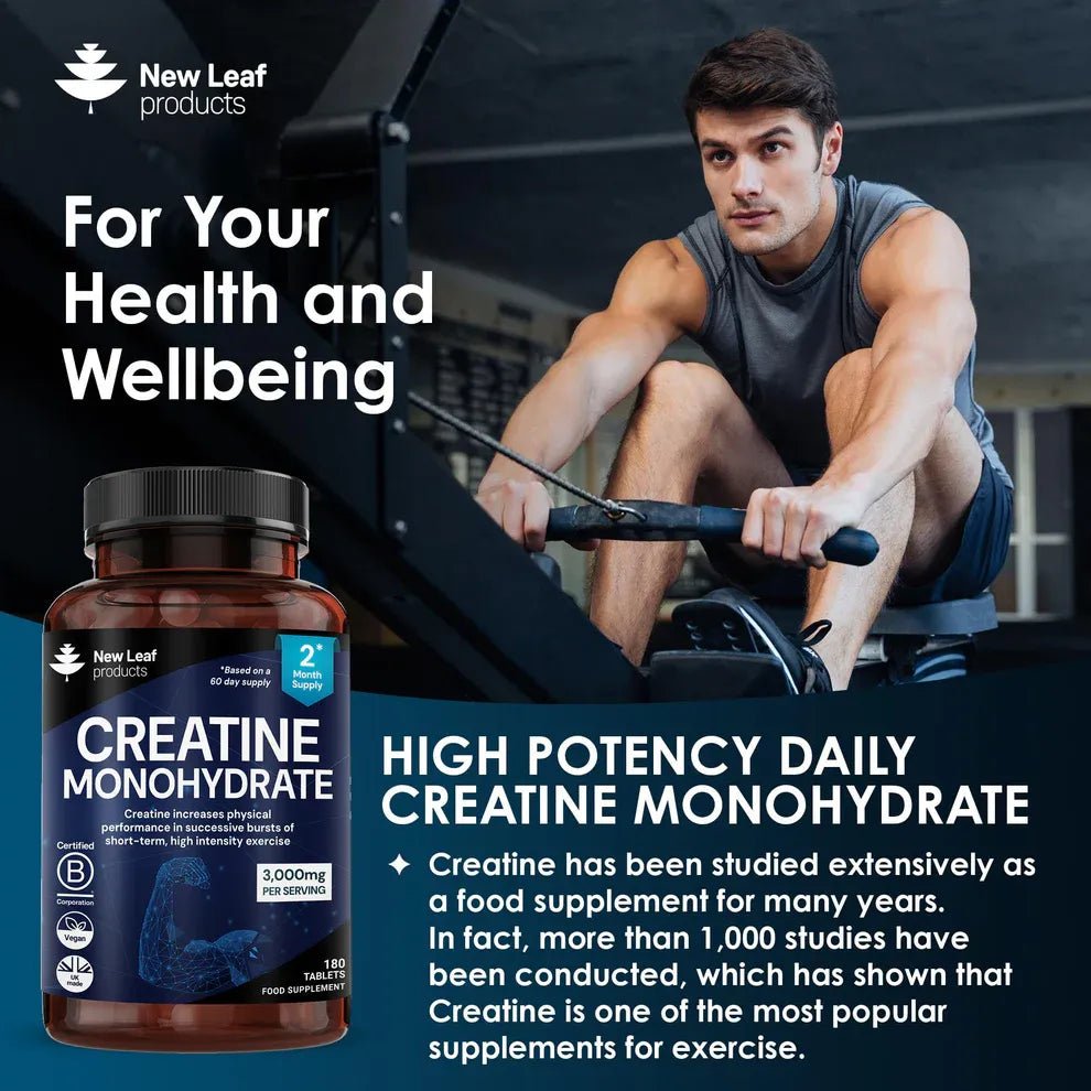 Creatine Monohydrate 3000mg 180 Capsules - New Leaf Products - Creatine - New Leaf Products