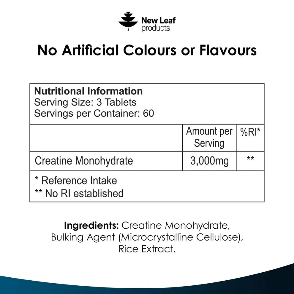 Creatine Monohydrate 3000mg 180 Capsules - New Leaf Products - Creatine - New Leaf Products