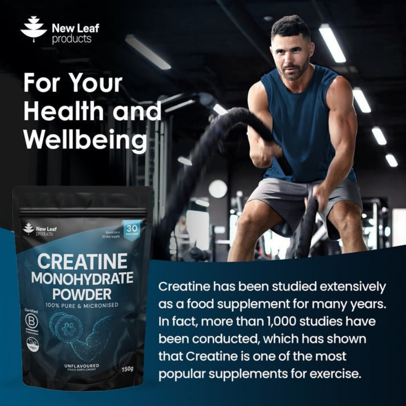 Creatine Monohydrate Powder 100% Micronized 150g - New Leaf Products - Food supplement - New Leaf Products