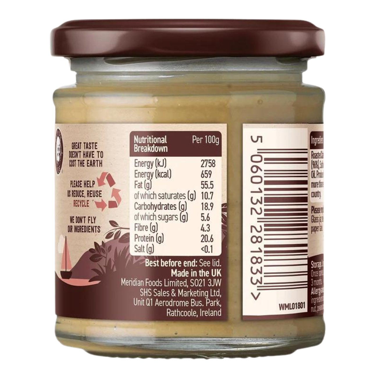 Crunchy Cashew Butter 170g - Meridian - Spread - Eco Natural Products