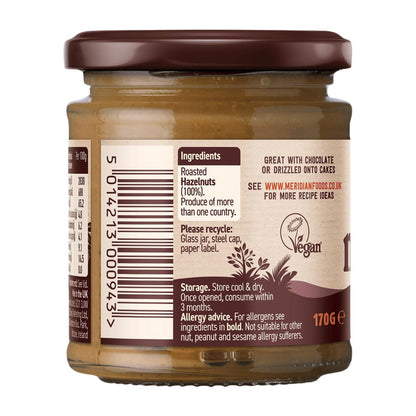 Crunchy Hazelnut Butter 100% 170g - Meridian - Butter & Margarine - Eco Natural Products