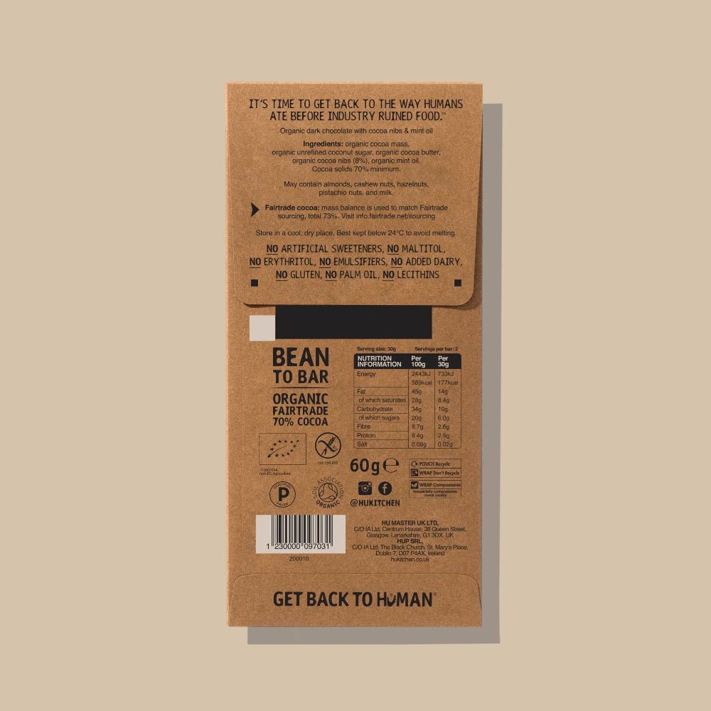 Crunchy Mint Dark Chocolate Bar 60g - Hu - Chocolate Bar - Hu