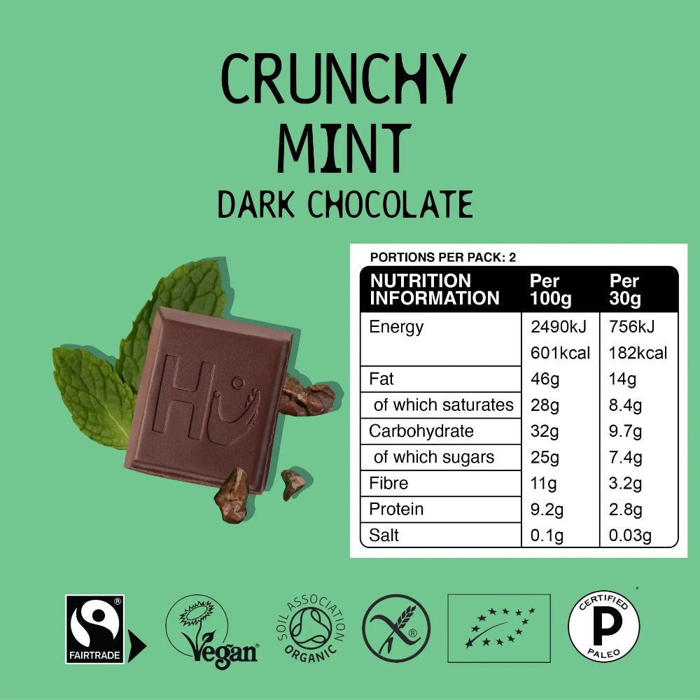 Crunchy Mint Dark Chocolate Bar 60g - Hu - Chocolate Bar - Hu