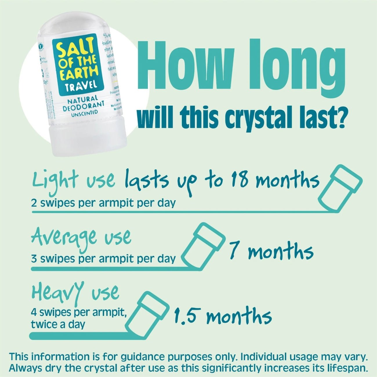 Crystal Deodorant Stone Unscented 50g - Salt Of the Earth - Deodorants - Eco Natural Products