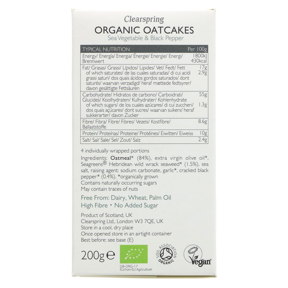 Organic Sea Vegetable & Black Pepper Oatcakes 200g