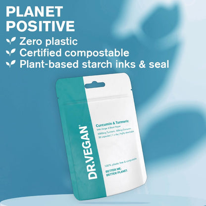 Curcumin (200mg) & Turmeric (3300mg) 30 caps - Dr Vegan - Herbal Supplements - Eco Natural Products