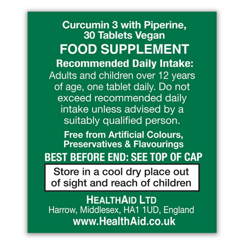 Curcumin 3 30 Tablets - Eco Natural Products - HealthAid - Food Supplement