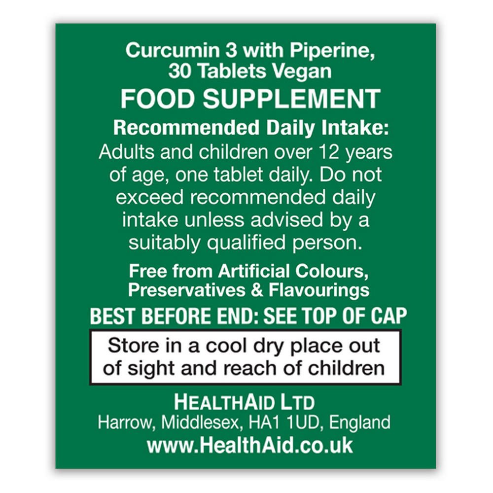 Curcumin 3 30 Tablets - HealthAid - Food Supplement - Eco Natural Products