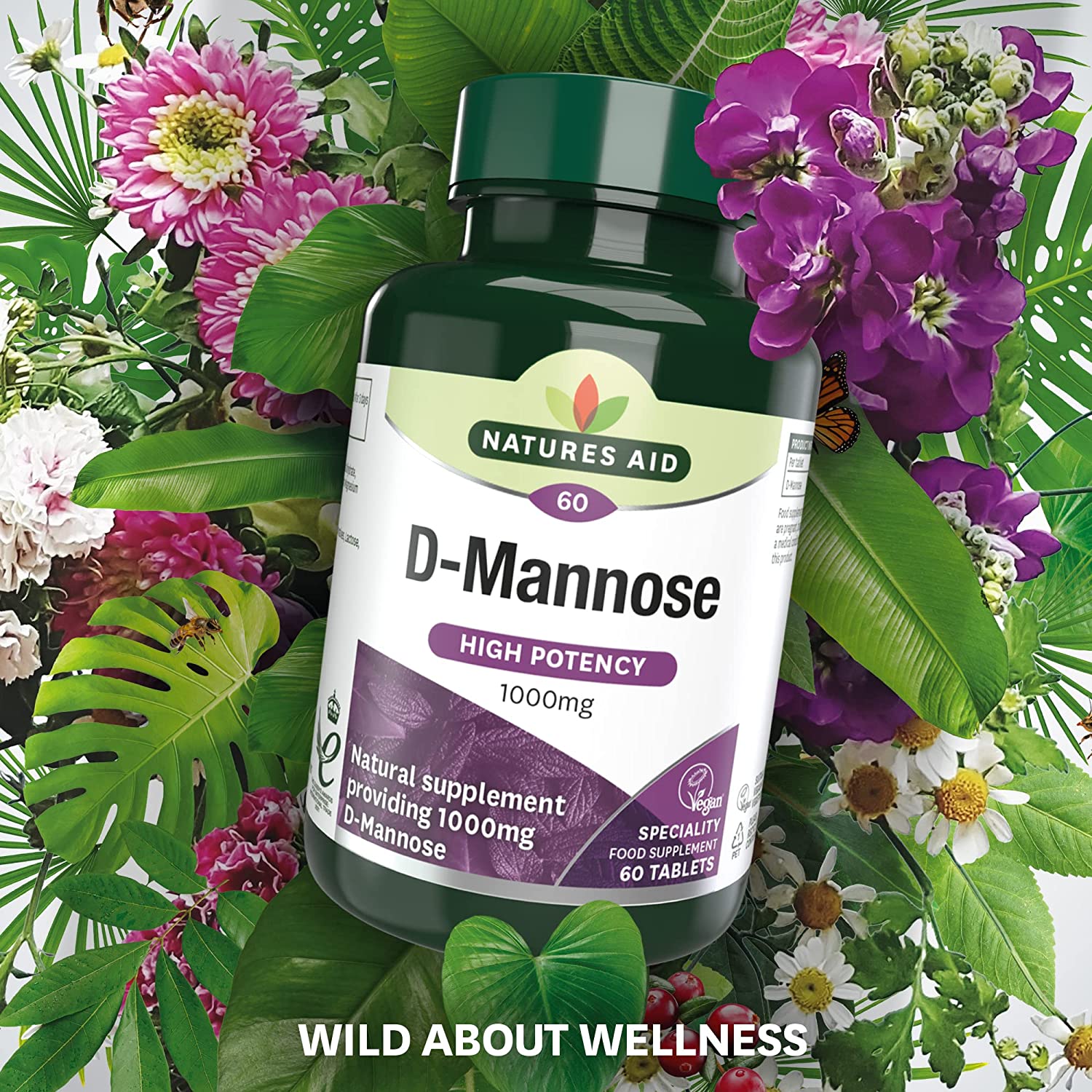 D - Mannose 1000mg 60 Tablets - Eco Natural Products - Natures Aid - Vitamins & Supplements