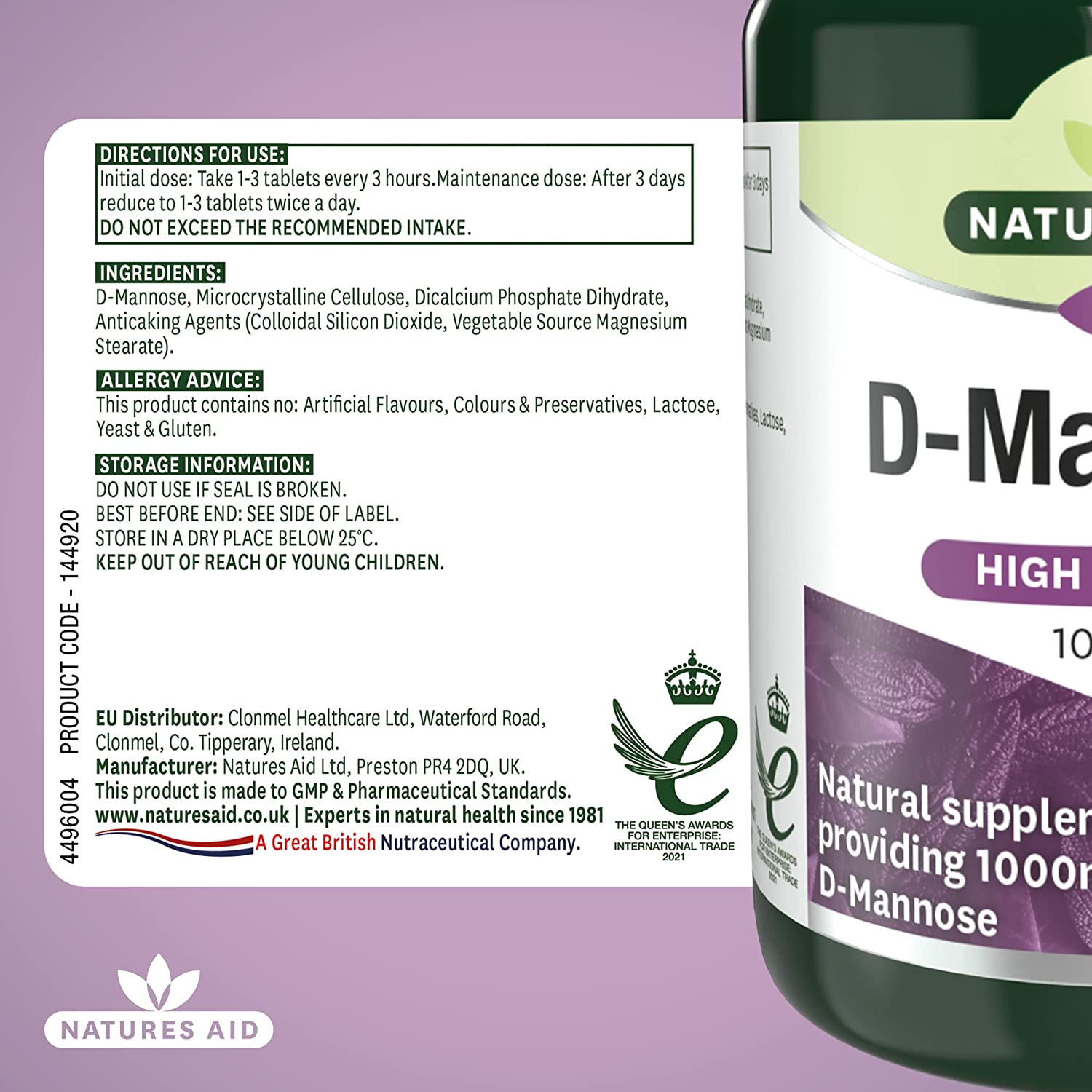 D - Mannose 1000mg 60 Tablets - Natures Aid - Vitamins & Supplements - Eco Natural Products