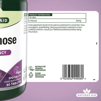 D - Mannose 1000mg 60 Tablets - Natures Aid - Vitamins & Supplements - Eco Natural Products