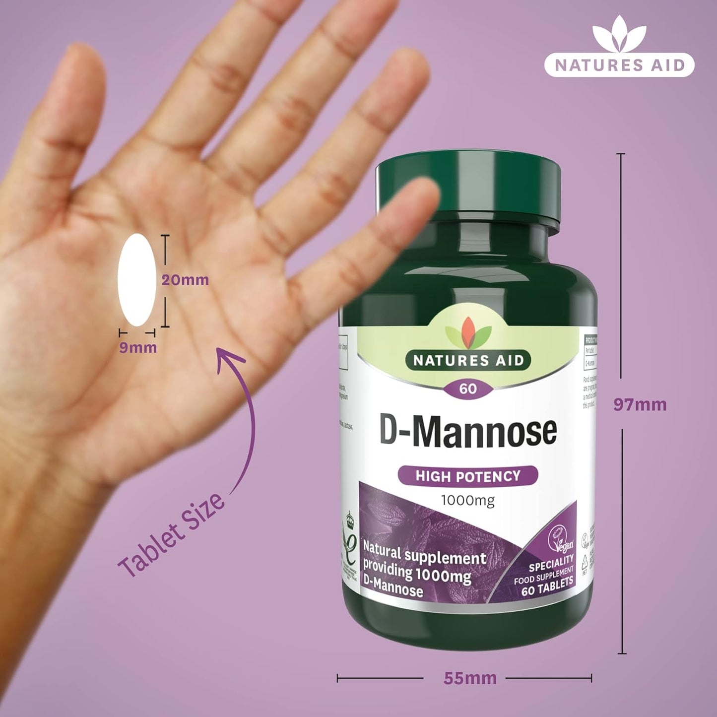 D - Mannose 1000mg 60 Tablets - Natures Aid - Vitamins & Supplements - Eco Natural Products