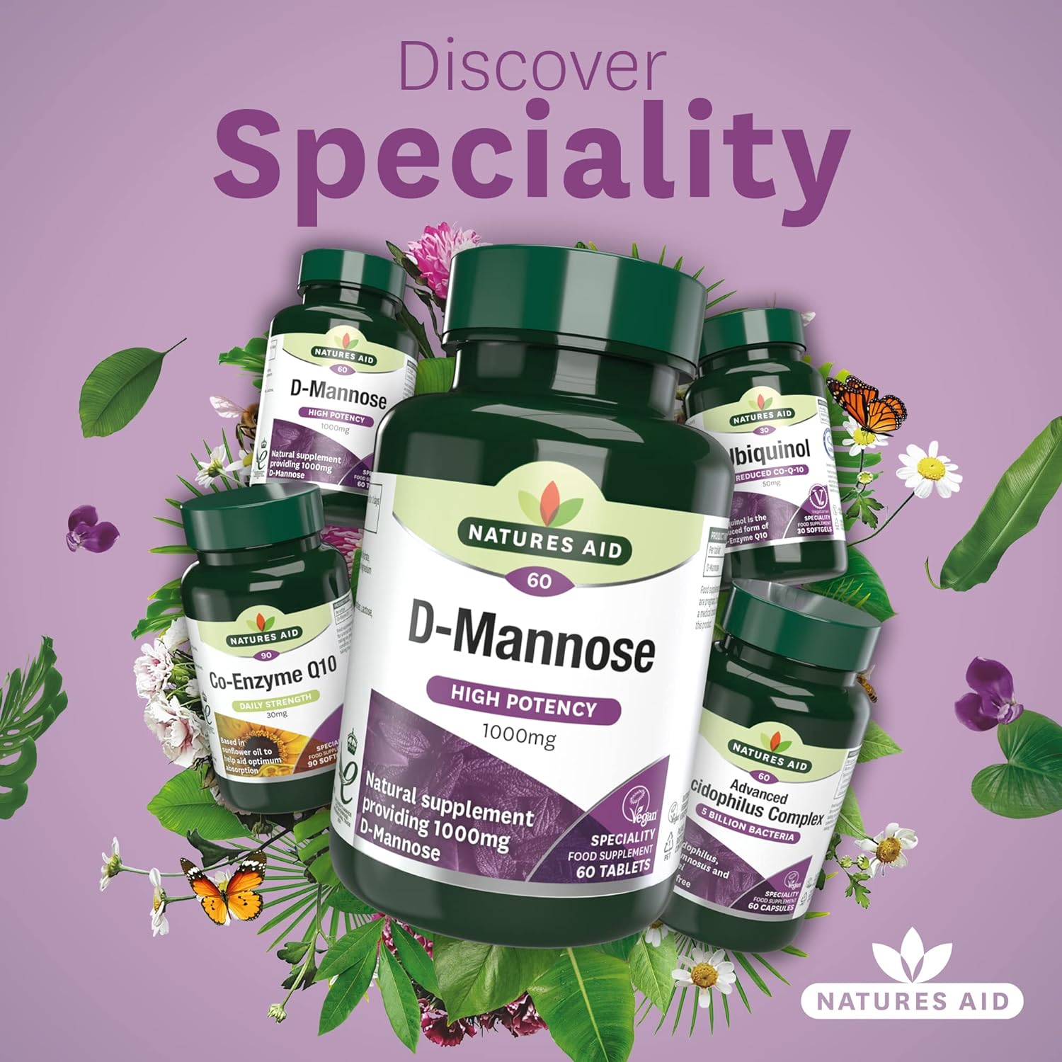 D - Mannose 1000mg 60 Tablets - Eco Natural Products - Natures Aid - Vitamins & Supplements