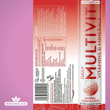 Daily Multivitamin Effervescent 20 Tablets - Natures Aid - Vitamins & Supplements - Eco Natural Products