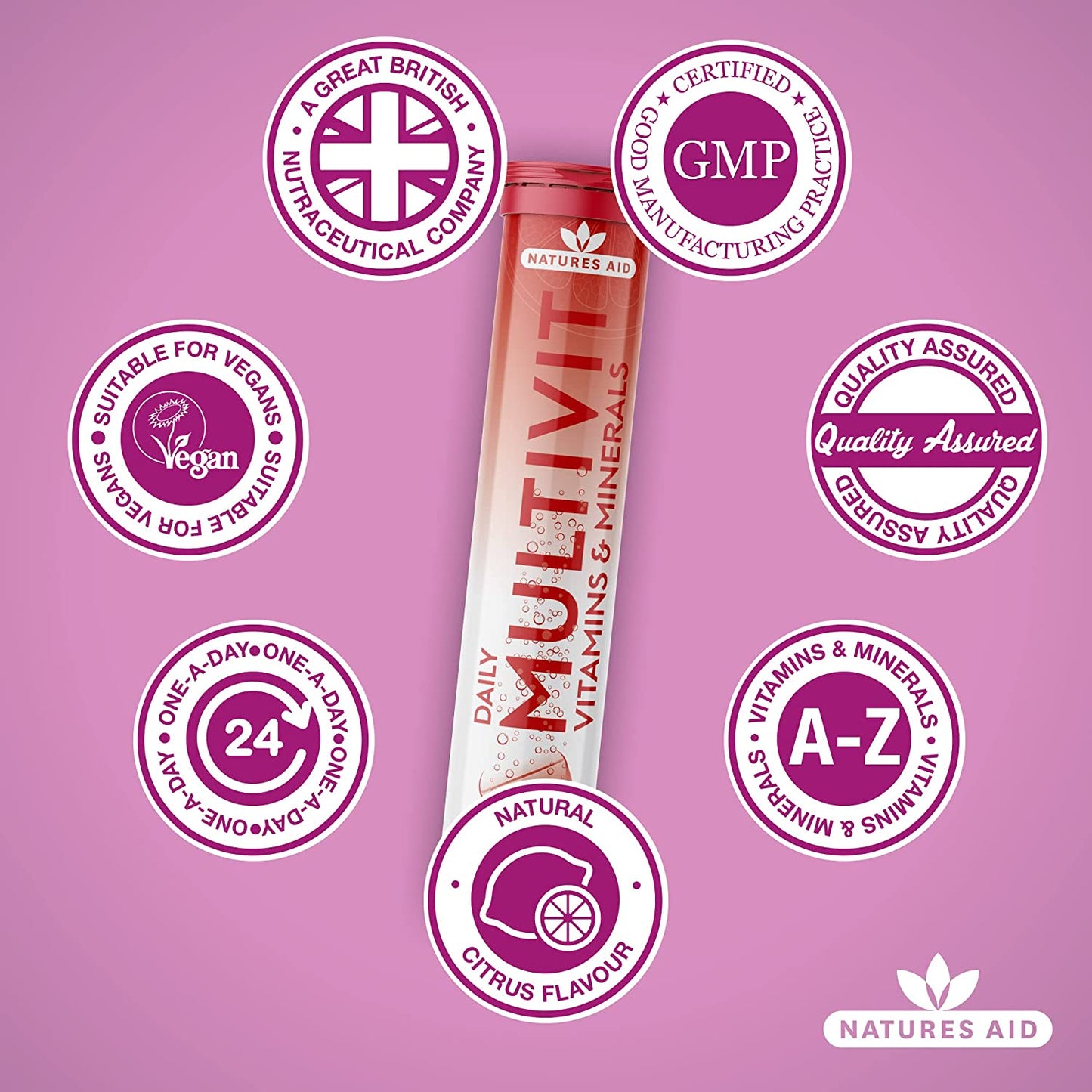 Daily Multivitamin Effervescent 20 Tablets - Natures Aid - Vitamins & Supplements - Eco Natural Products