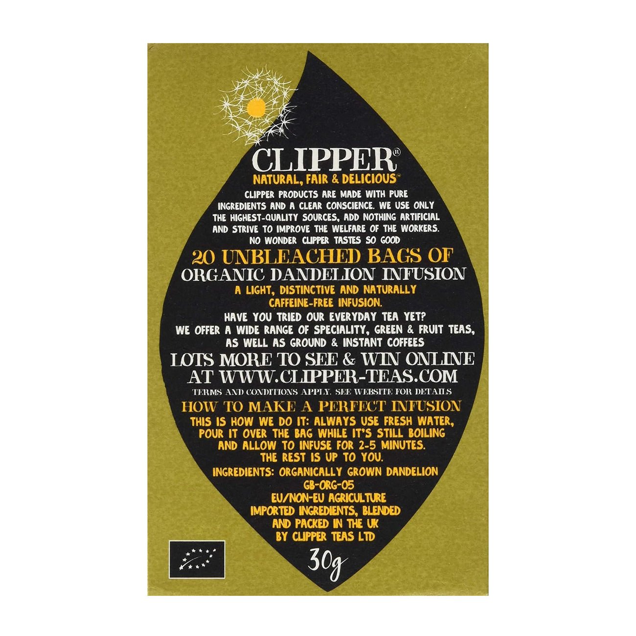 Dandelion Infusion 20 Bags - Clipper - Infusion - Eco Natural Products