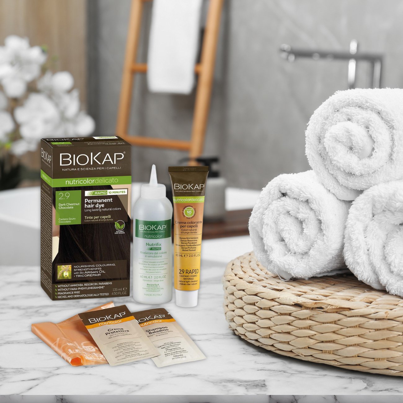 Dark Chocolate Chestnut 2.9 Rapid Permanent Hair Dye 140ml - BioKap - Hair Color - Eco Natural Products