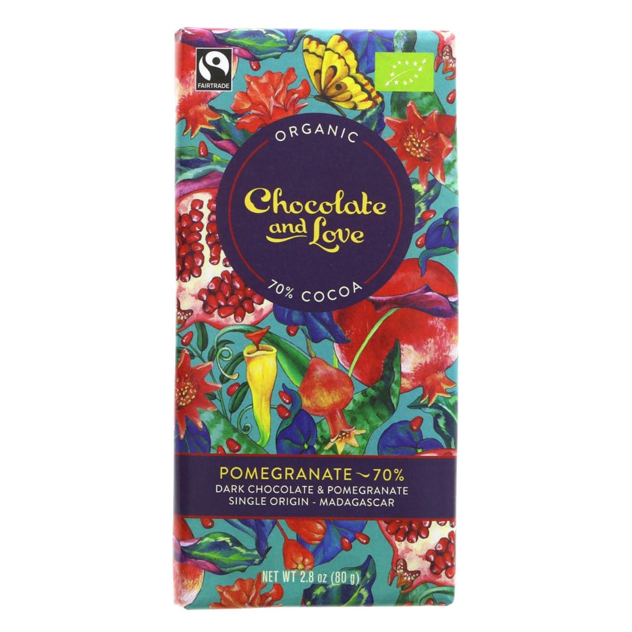 Dark Chocolate & Pomegranate 70% 80g - Eco Natural Products - Chocolate and Love - Chocolate