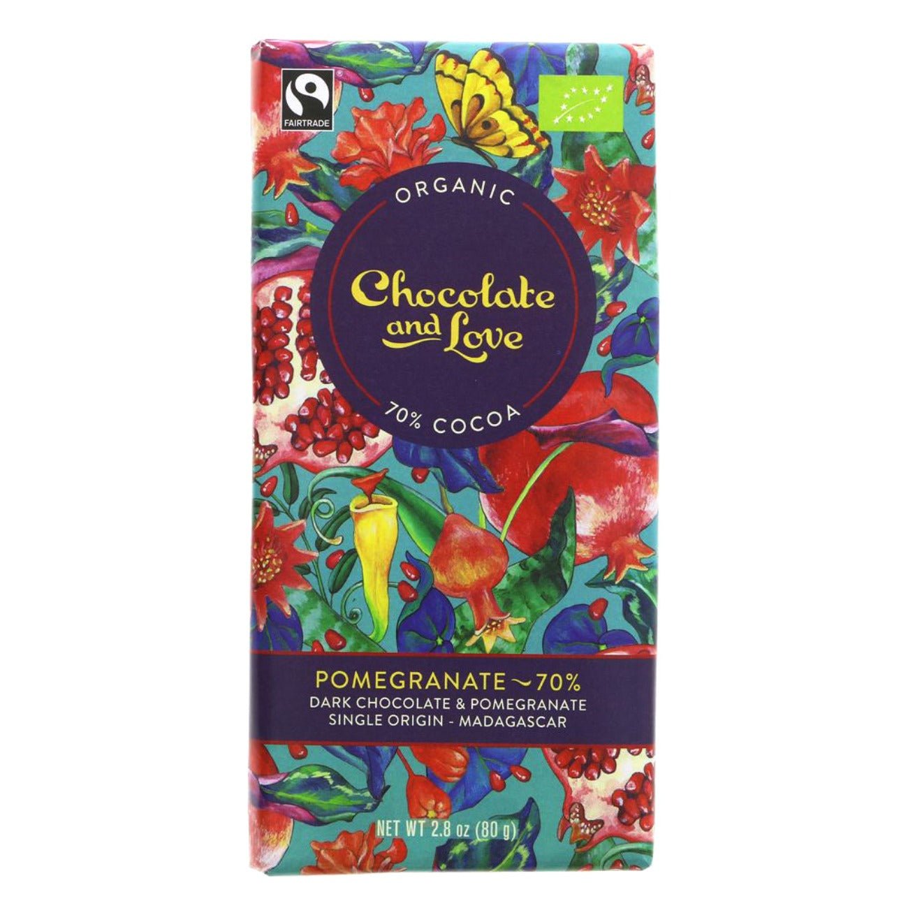 Dark Chocolate & Pomegranate 70% 80g - Chocolate and Love - Chocolate - Eco Natural Products
