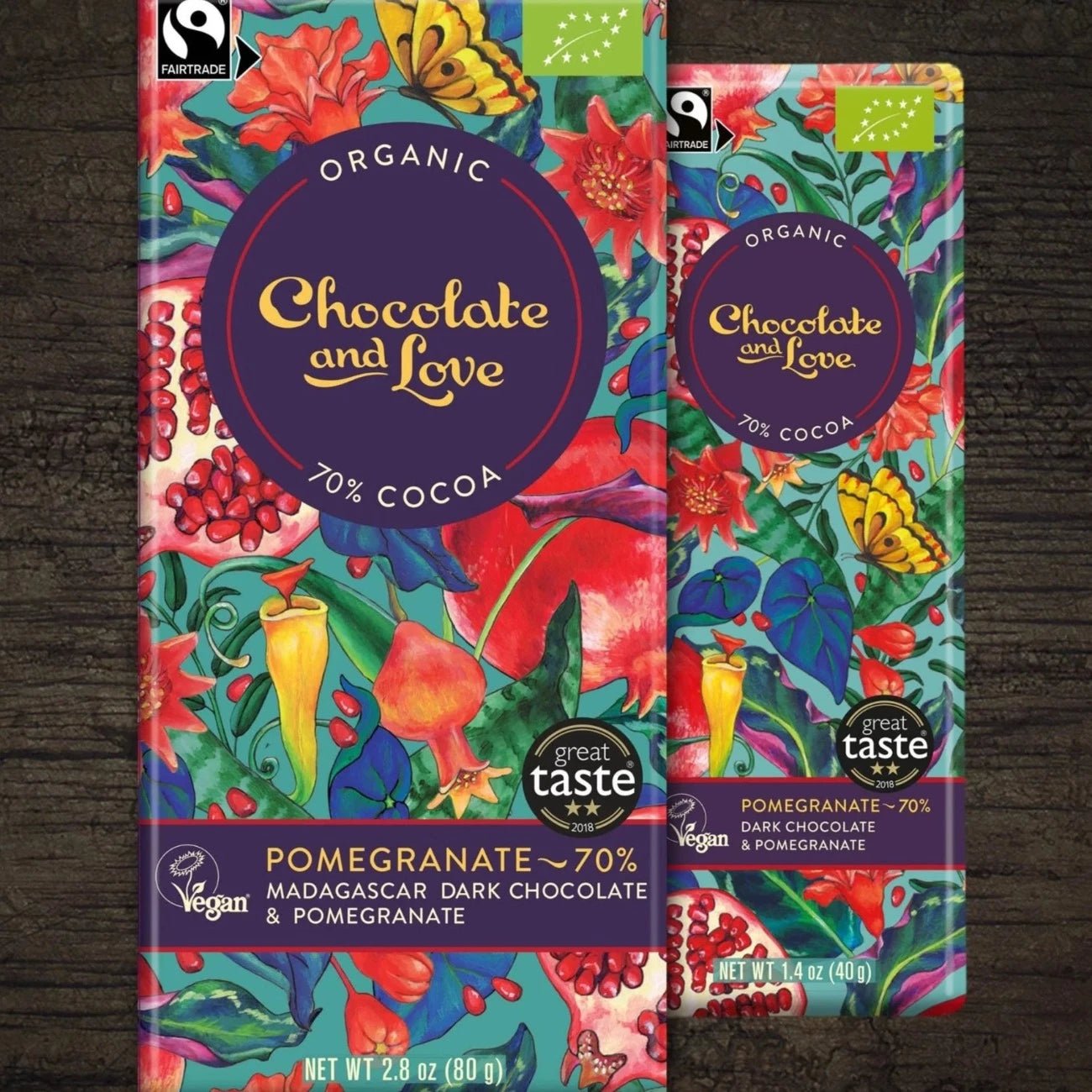 Dark Chocolate & Pomegranate 70% 80g - Eco Natural Products - Chocolate and Love - Chocolate