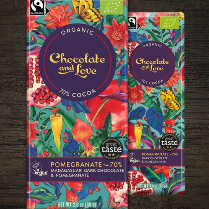 Dark Chocolate & Pomegranate 70% 80g - Chocolate and Love - Chocolate - Eco Natural Products