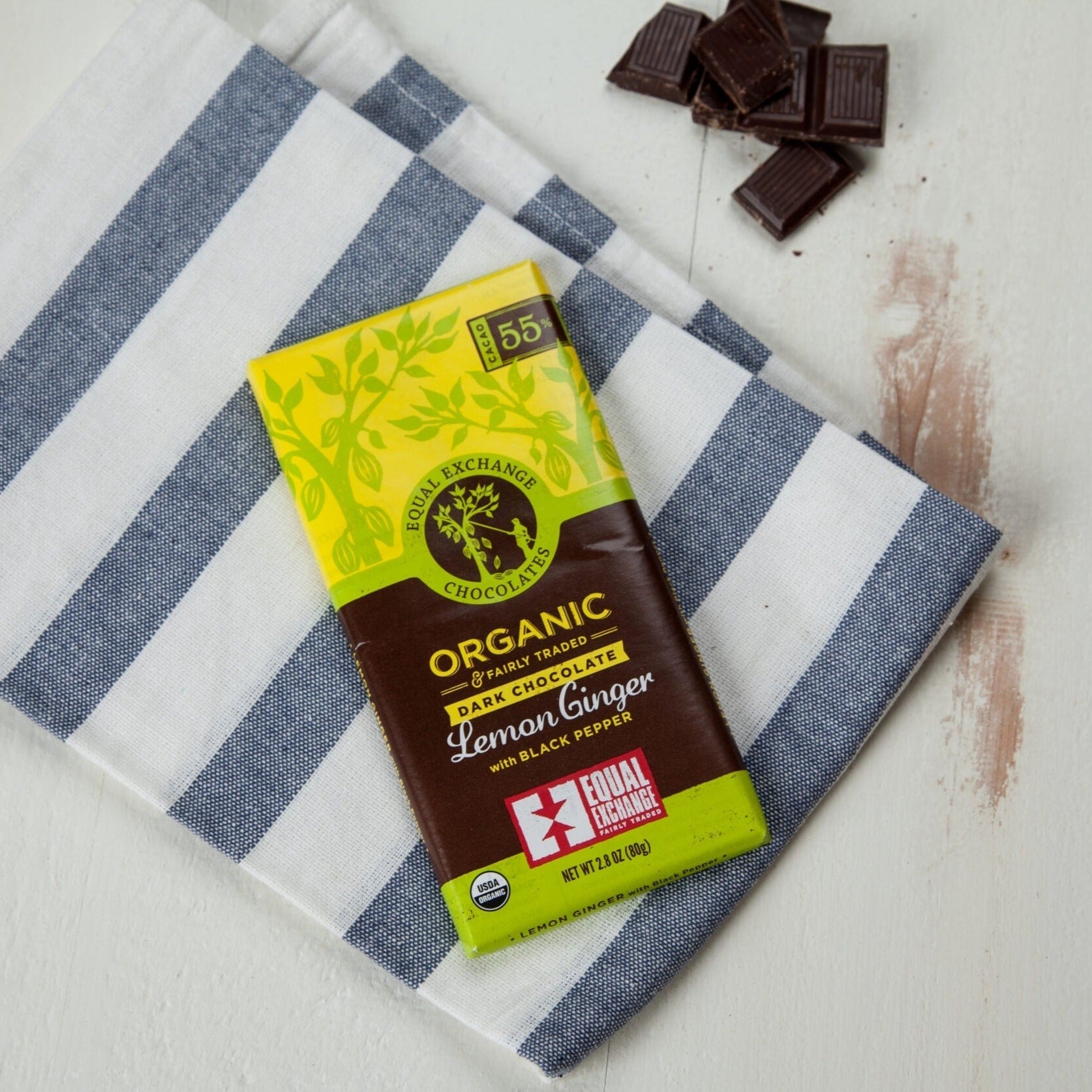 Dark Chocolate with Lemon and Ginger Chocolates Bar 100g - Eco Natural Products - Equal Exchange - Chocolate