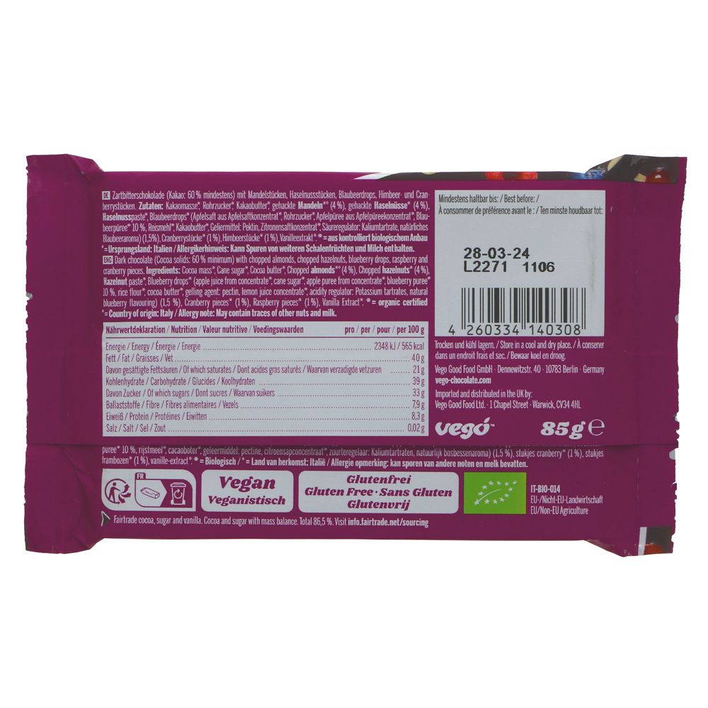 Dark Nuts and Berries 85g - Vego - Nuts And Seeds - Eco Natural Products