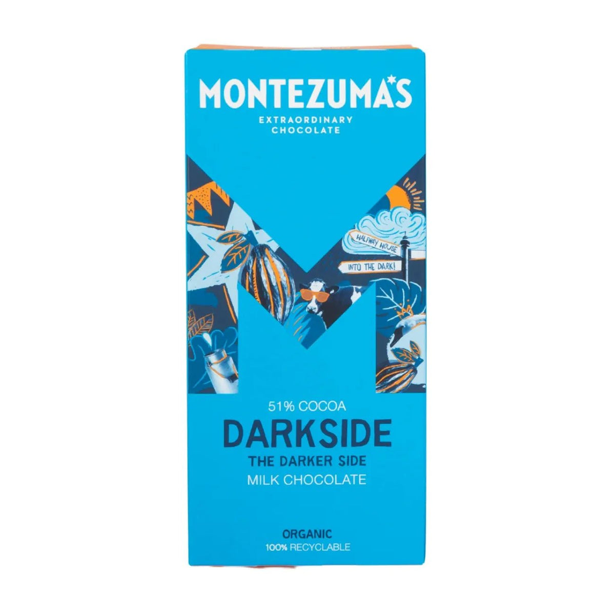 Dark Side 54% Milk Chocolate Bar Organic 90g - Montezumas Chocolate - Chocolate Bar - Montezumas Chocolate