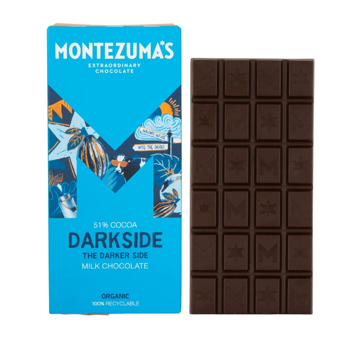 Dark Side 54% Milk Chocolate Bar Organic 90g - Montezumas Chocolate - Chocolate Bar - Montezumas Chocolate
