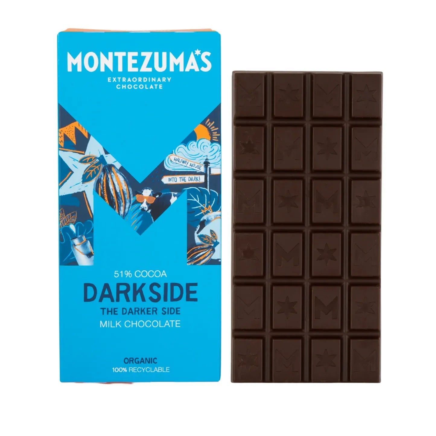 Dark Side 54% Milk Chocolate Bar Organic 90g - Montezumas Chocolate - Chocolate Bar - Montezumas Chocolate