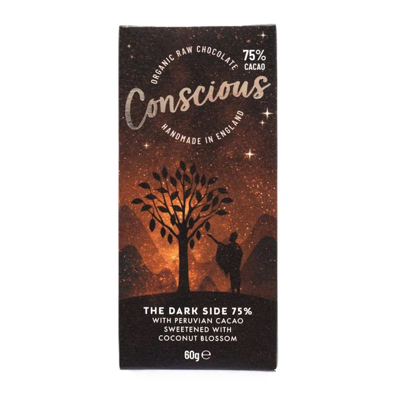 Dark Side 75% Raw Chocolate Bar 60g - Eco Natural Products - Conscious Chocolate - Chocolate Bar