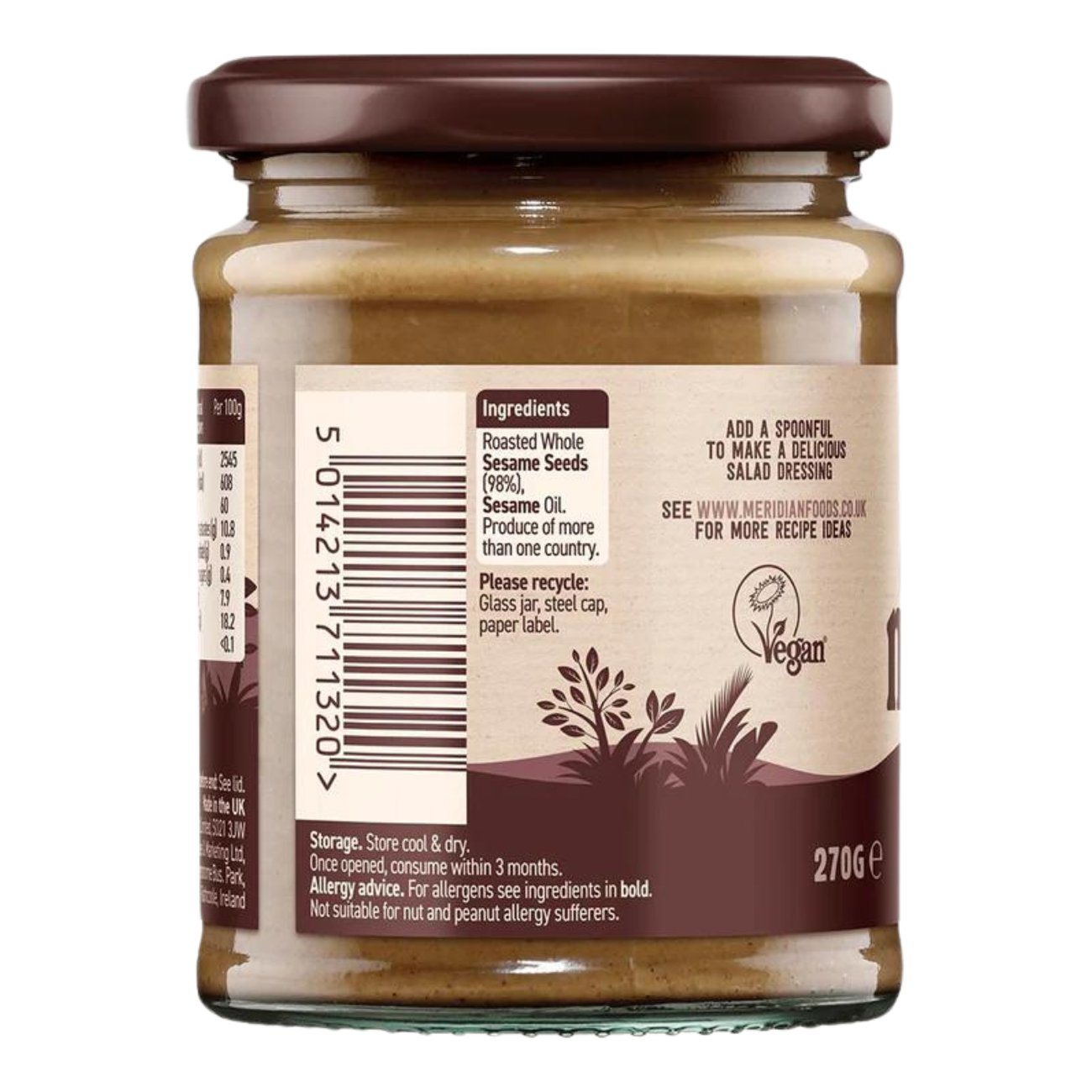 Dark Tahini 270g - Eco Natural Products - Meridian - Spreads