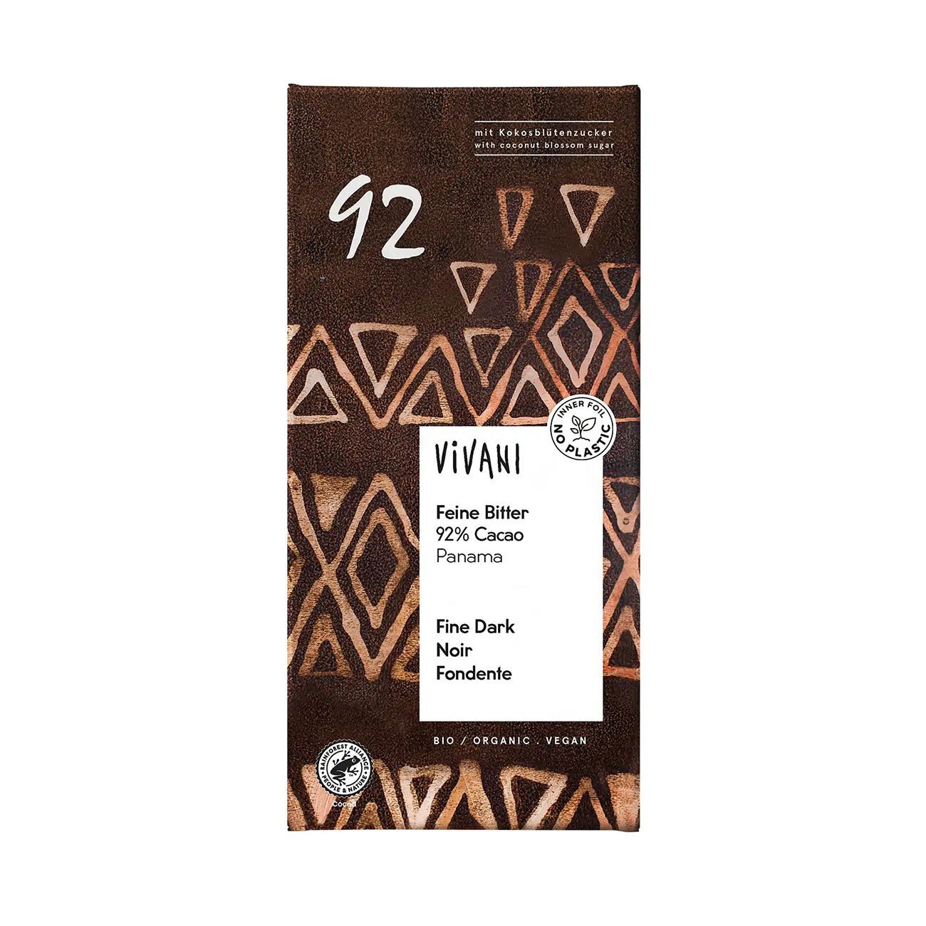 Dark with 92% Panama Cocoa Chocolate 80g - Eco Natural Products - Vivani - Chocolate Bar