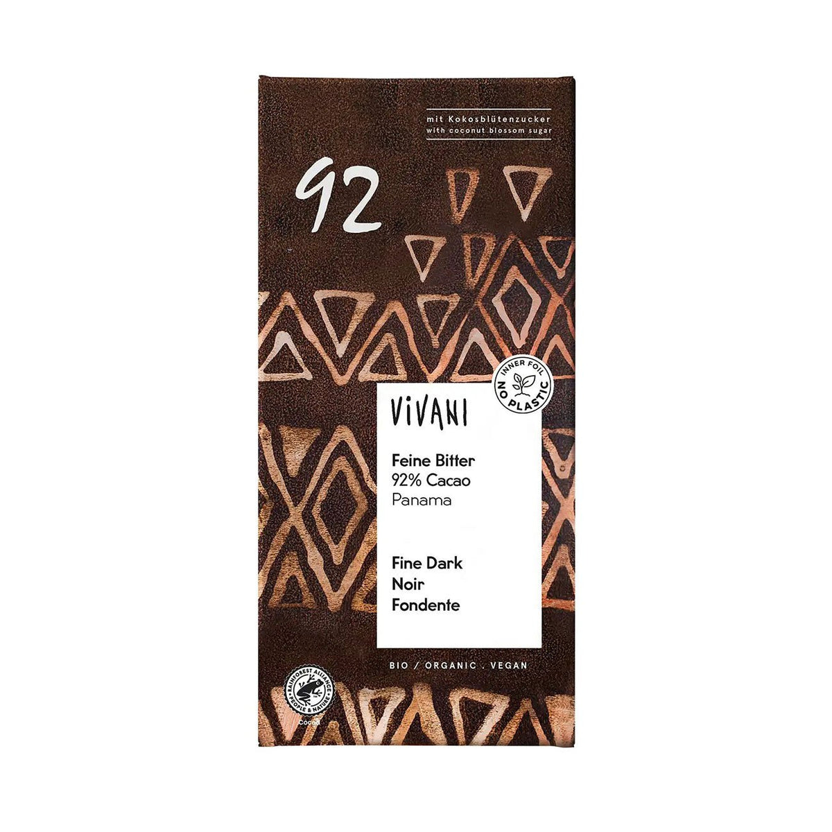 Dark with 92% Panama Cocoa Chocolate 80g - Vivani - Chocolate Bar - Eco Natural Products