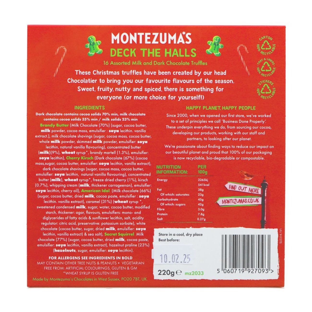 Deck The Halls Truffle Collection 220g - Eco Natural Products - Montezumas Chocolate - Chocolate