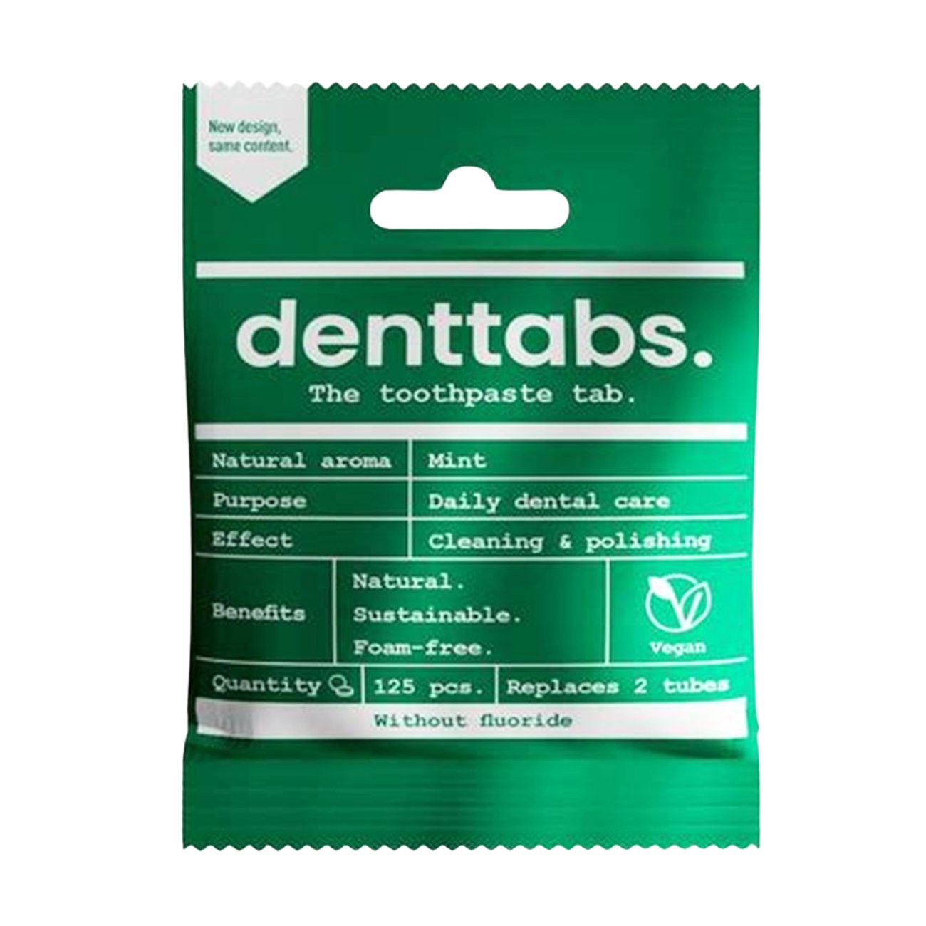 Dental Tablets Fluoride Free 125 tabs - Denttabs - Toothpaste Tablets - Eco Natural Products
