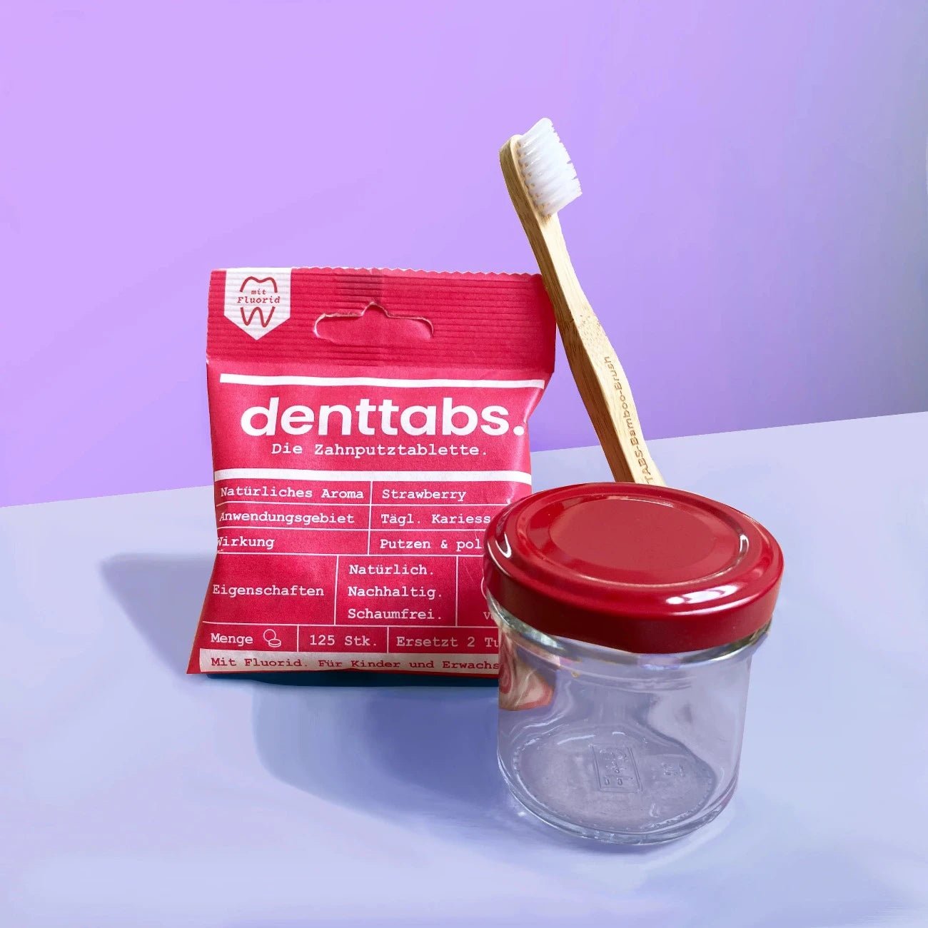 Dental Tablets Kids Strawberry Flouride Free 125 tabs - Eco Natural Products - Denttabs - Toothpaste Tablets