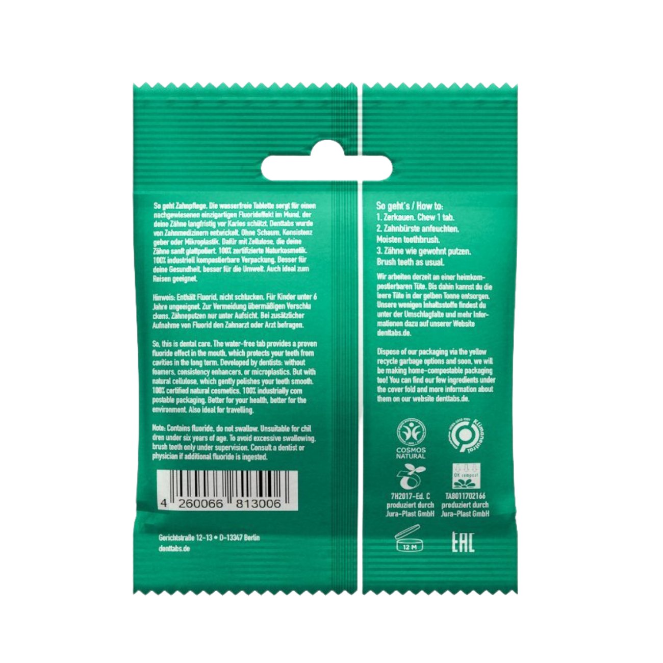 Dental Tablets with Fluoride 125 Tabs - Denttabs - Toothpaste Tablets - Eco Natural Products